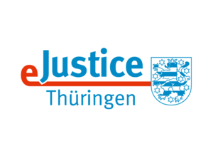 Das Bild zeigt das Logo von eJustice mit dem Wappen von Thüringen